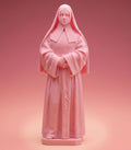 Figurine Sainte Bernadette imprimée en 3D, coloris rose sakura, 15 cm