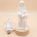 Veilleuse LED Sainte Anne et la Vierge sur socle bois, statuette bénite imprimée en 3D