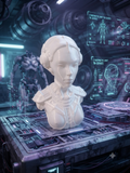 Buste Cyborg imprimé en 3D, figurine science-fiction blanche, 8 cm